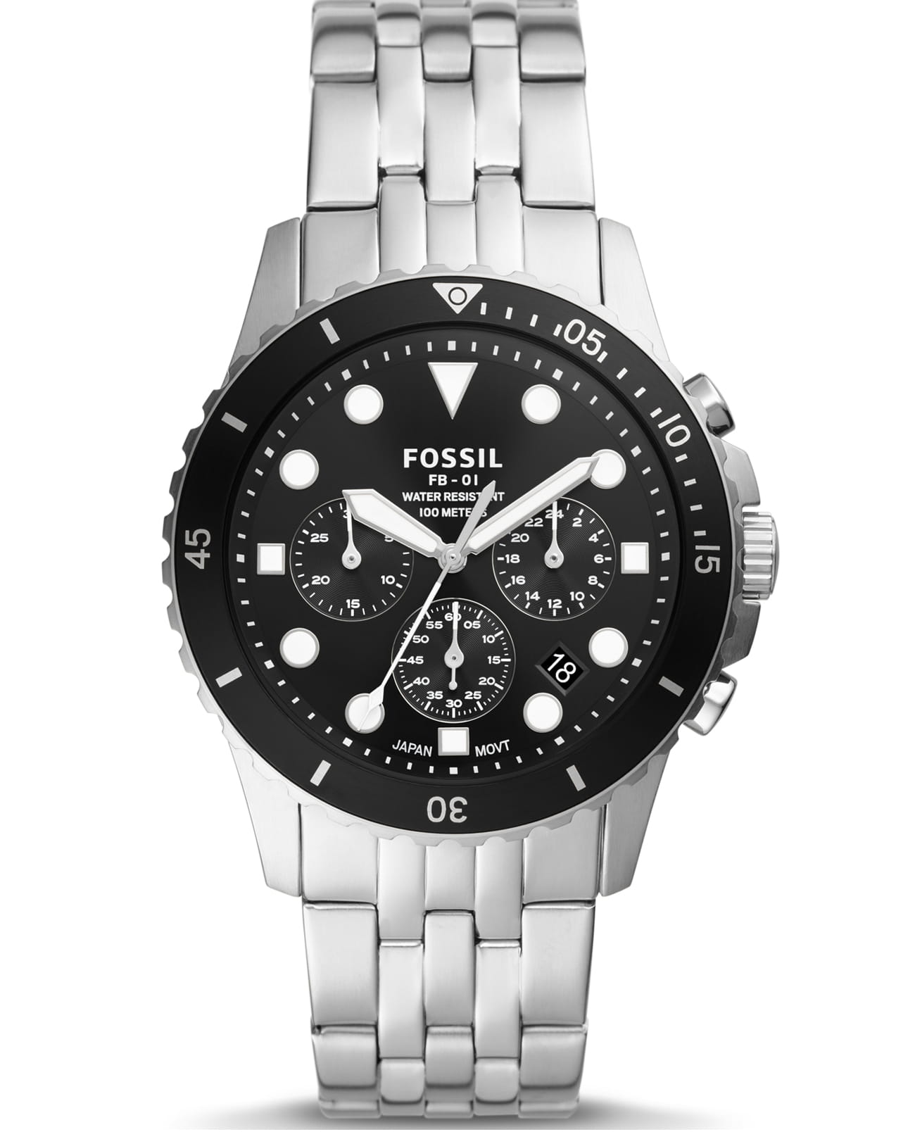 Fossil Fossil Bannon  FS5837  FS5837 кварцевые мужские часы черный циферблат, браслет нержавеющая сталь — вид спереди