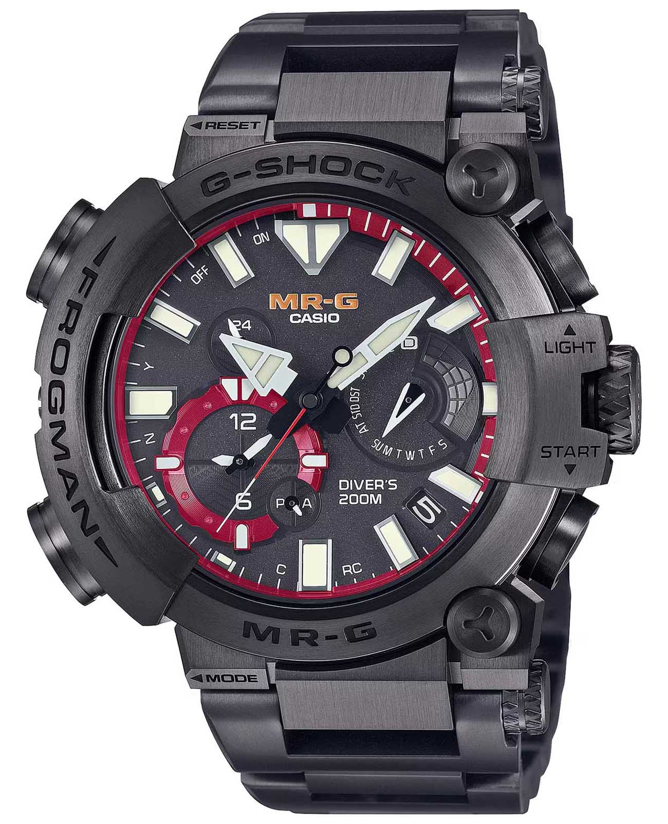 Casio Casio G-Shock MRG-BF1000B-1A MRG MRG-BF1000B-1A электронные мужские часы черный циферблат, браслет титановый — вид спереди