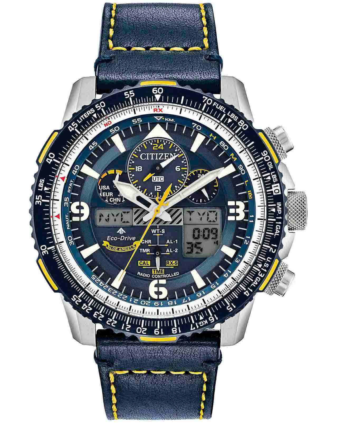 Citizen Citizen Promaster JY8078-01L  JY8078-01L кварцевые мужские часы синий циферблат, браслет кожаный — вид спереди