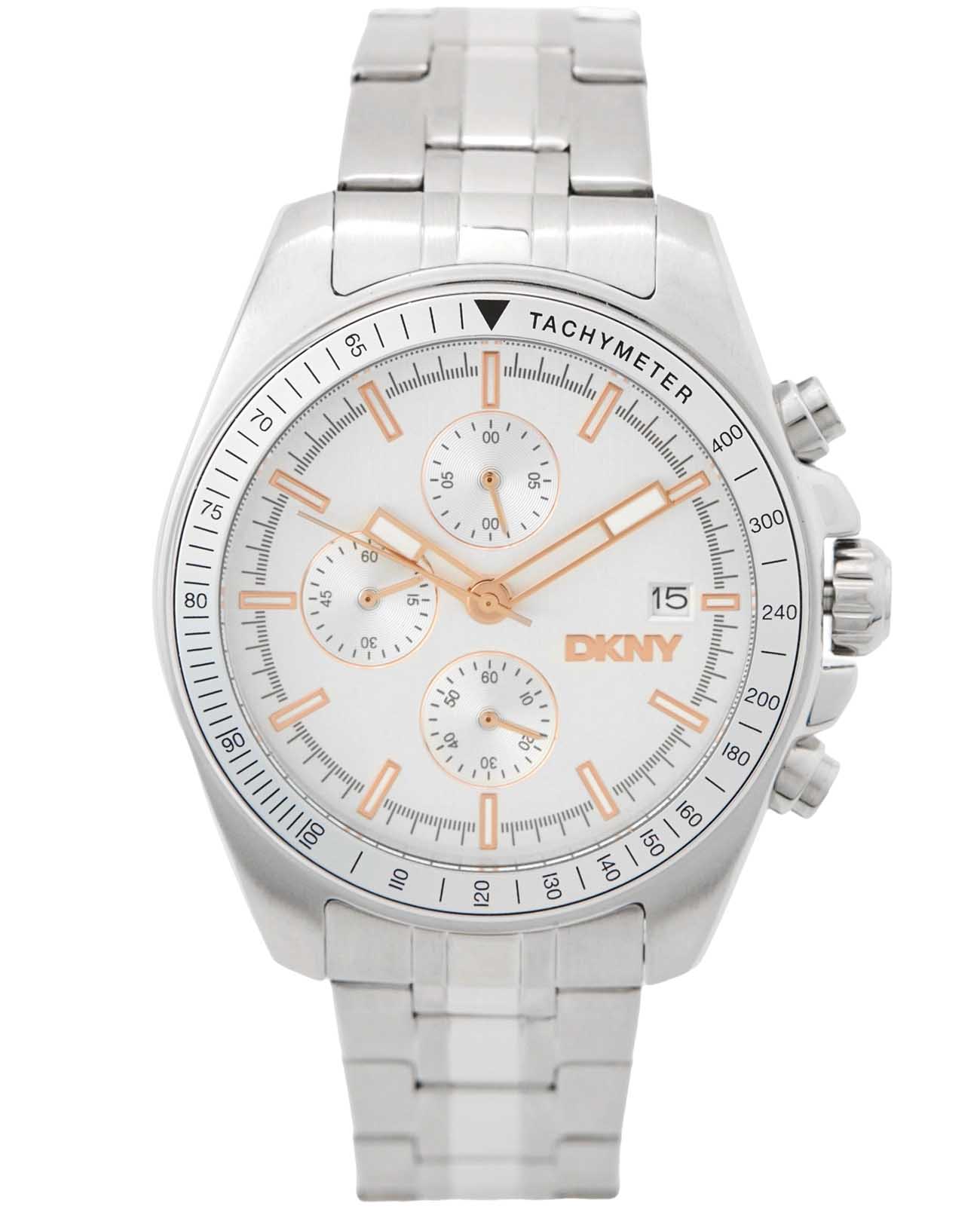 DKNY DKNY Central Park Chrono DK1G049M0045  DK1G049M0045 кварцевые мужские часы серебристый циферблат, браслет нержавеющая сталь — вид спереди