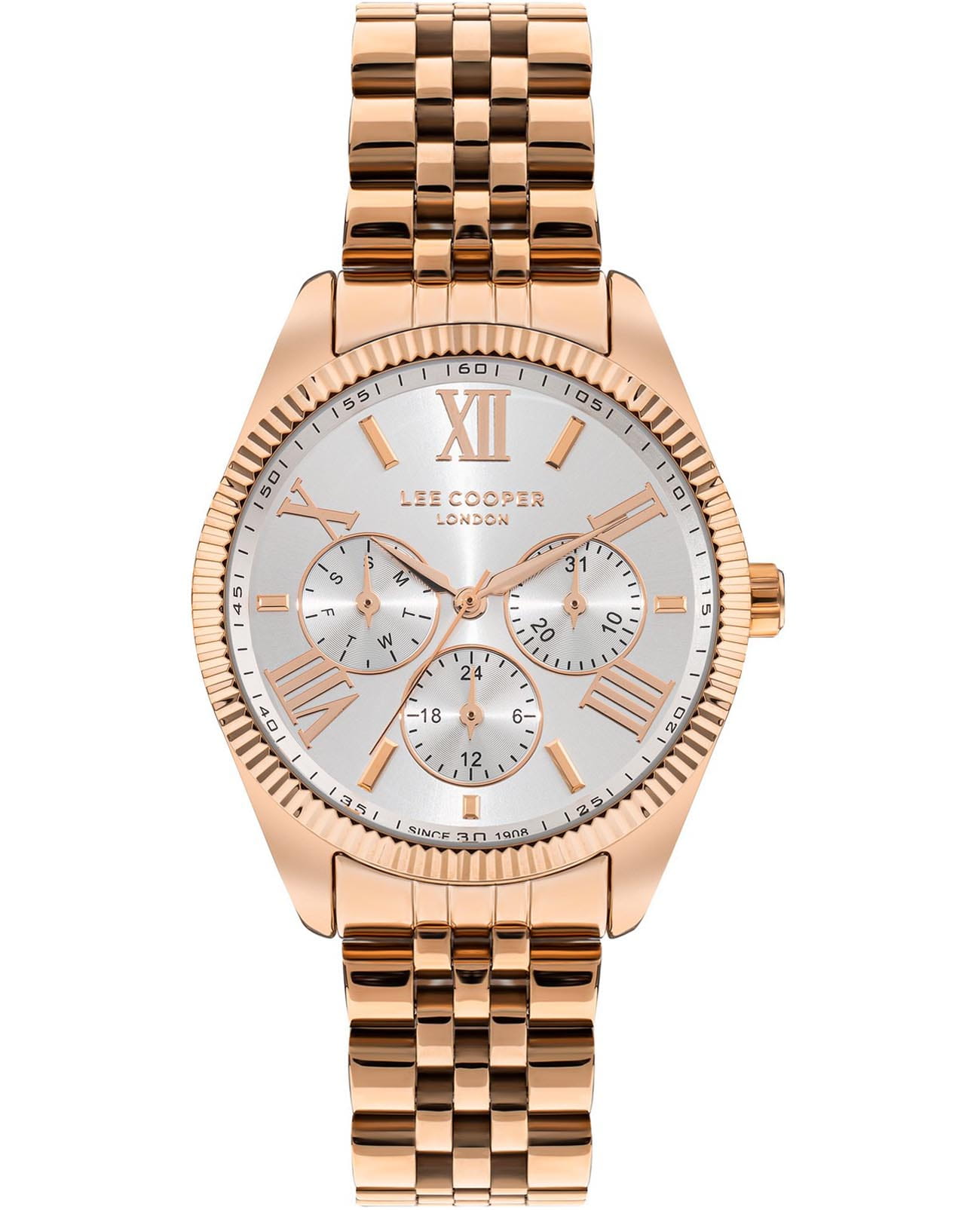 Lee Cooper Lee Cooper LC07811.430  LC07811.430 кварцевые женские часы серебристый циферблат, браслет нержавеющая сталь с ip-покрытием — вид спереди