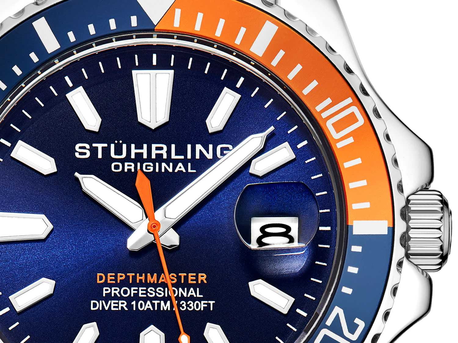 Stuhrling Stuhrling Aquadiver 3950A.12 кварцевые мужские часы часы крупный план черный циферблата