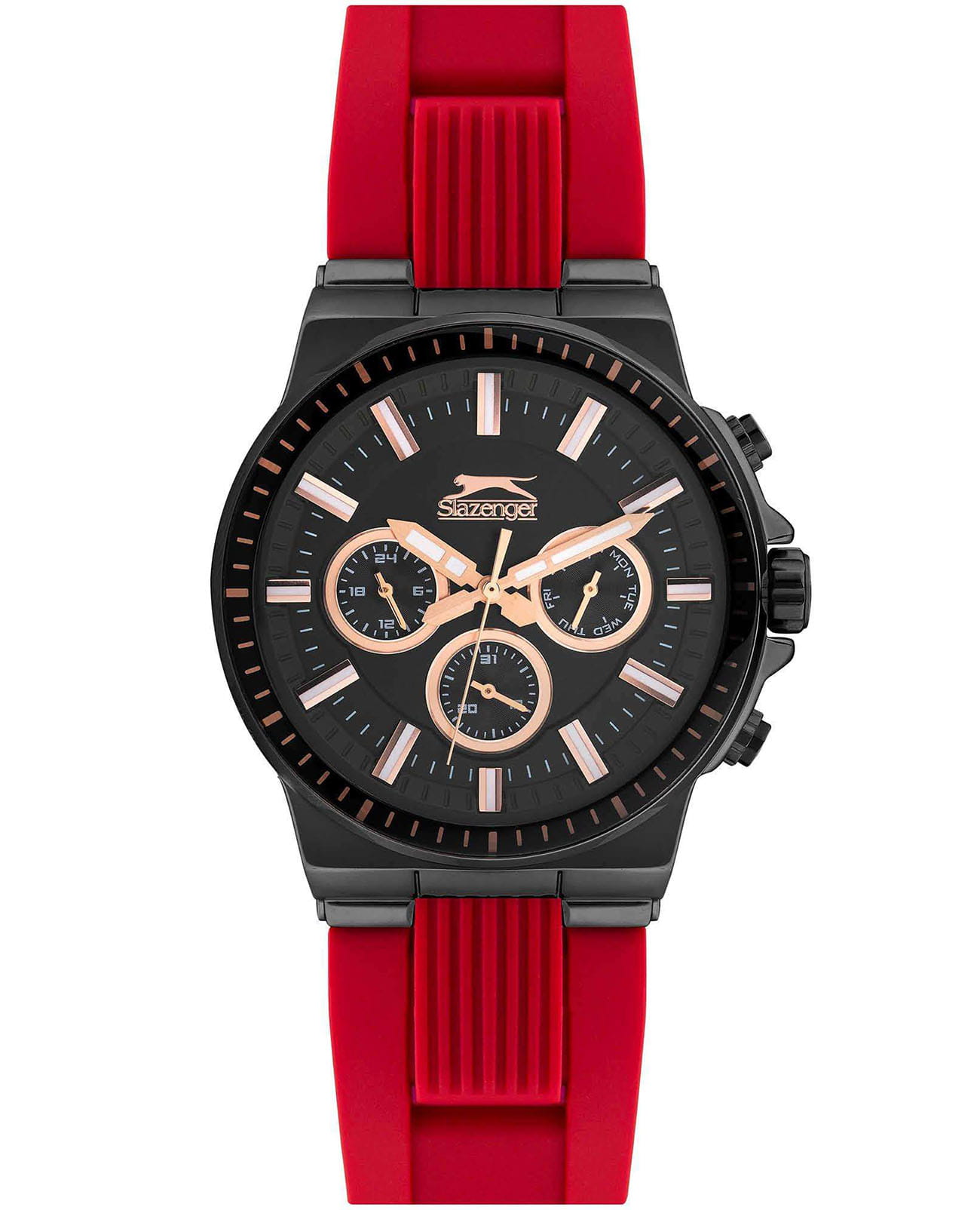 Slazenger Slazenger SL.09.6326.2.02  SL.09.6326.2.02 кварцевые мужские часы черный циферблат, браслет силикон — вид спереди
