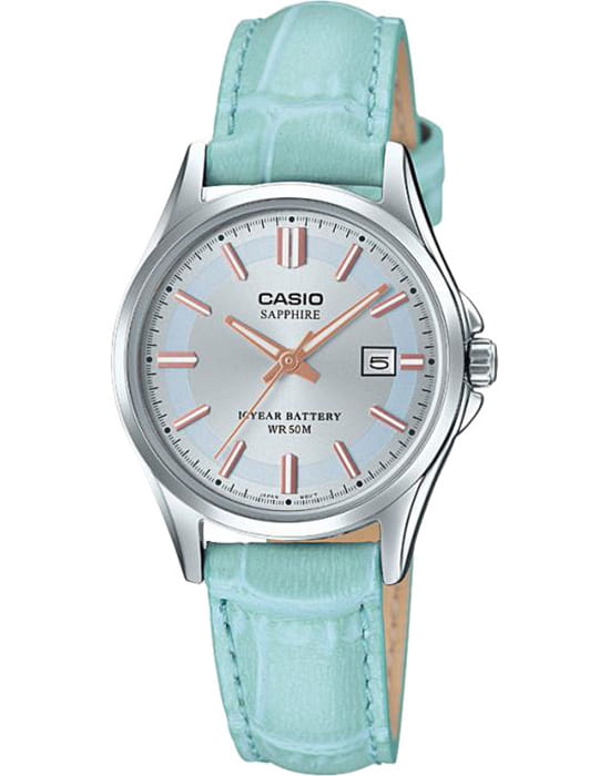 Casio Casio Collection LTS-100L-2A  LTS-100L-2AVEF кварцевые женские часы серебристый циферблат, браслет кожаный — вид спереди