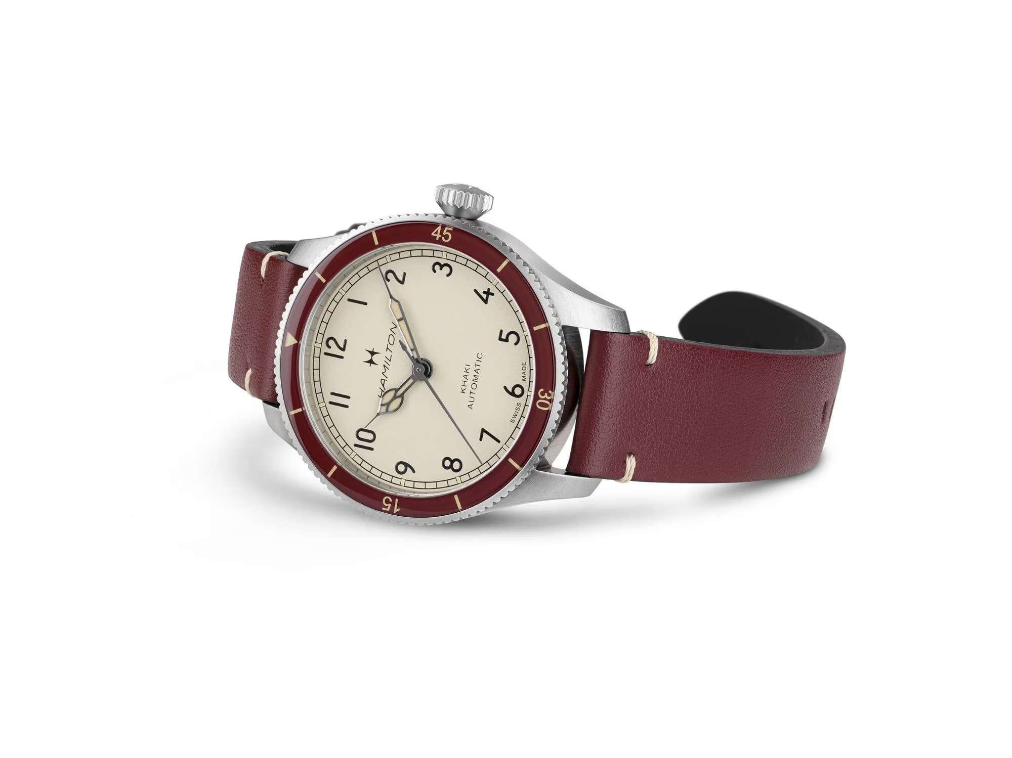 Hamilton Hamilton Khaki Aviation Pilot Pioneer Auto 38mm H76265810 мужские часы бежевый циферблат на запястье