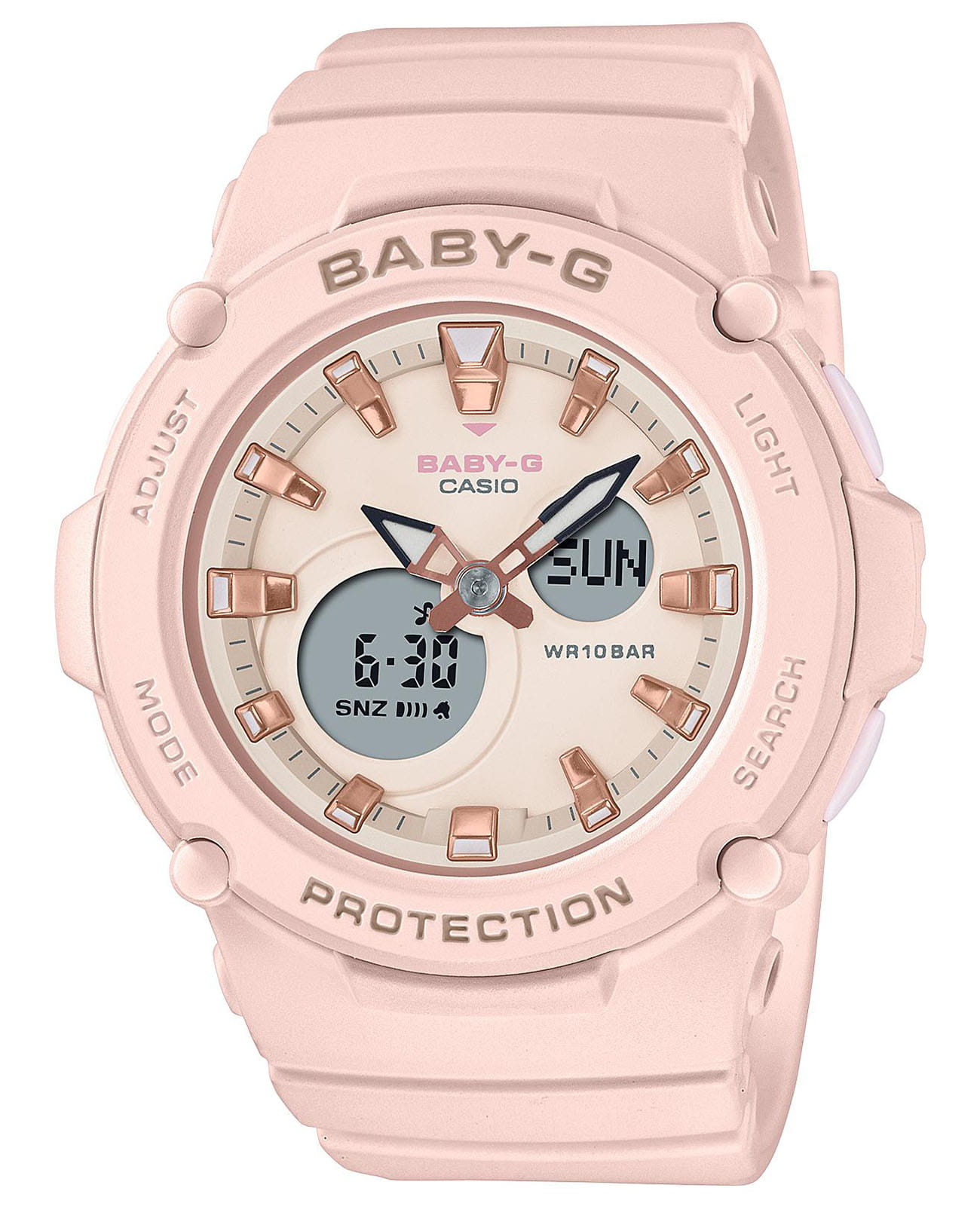 Casio Casio Baby-G BGA-275-4ADR (BGA-275-4A)  BGA-275-4A кварцевые женские часы розовый циферблат, браслет пластик — вид спереди