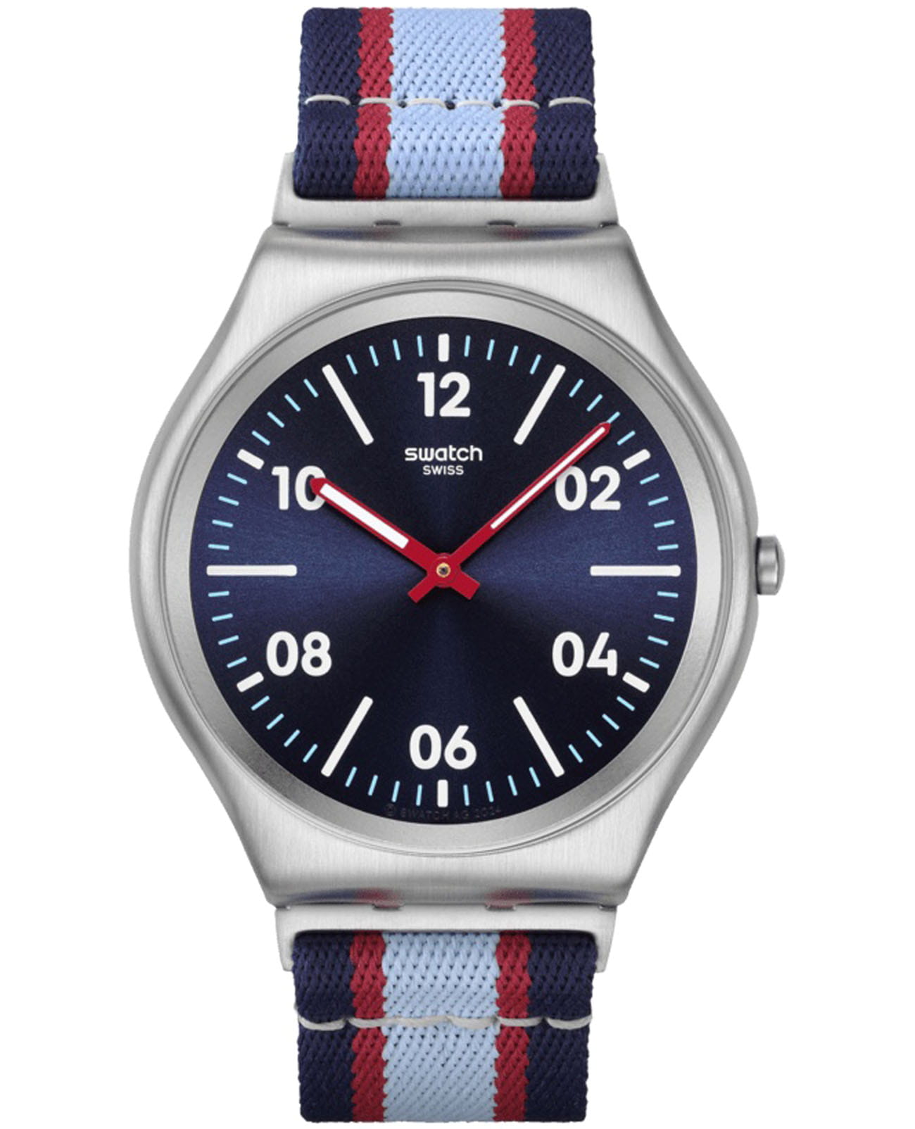 Swatch Swatch Beside The Sea SS07S148  SS07S148 кварцевые мужские часы синий циферблат, браслет тканевый — вид спереди