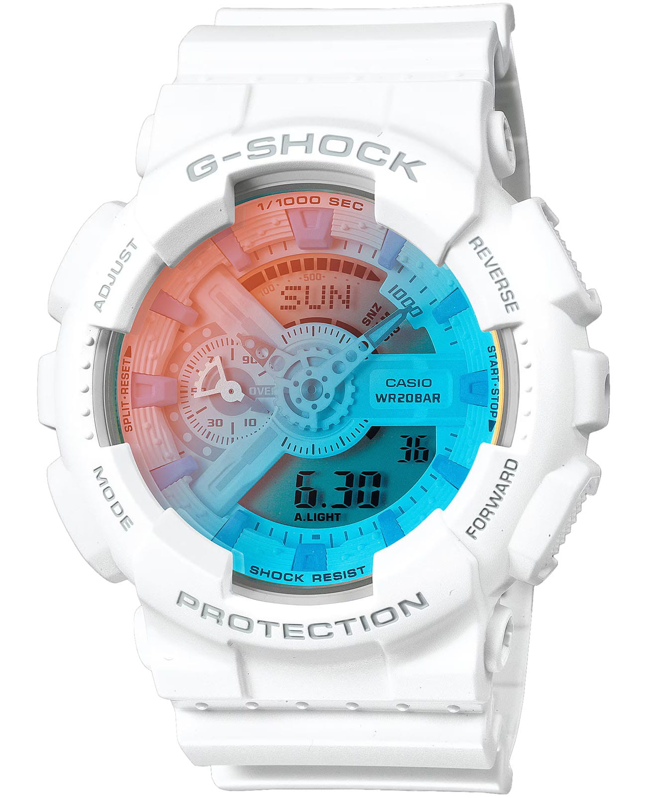 Casio Casio G-Shock GA-110TL-7ADR (GA-110TL-7A) GA-110 GA-110TL-7A электронные мужские часы  циферблат, браслет пластик — вид спереди