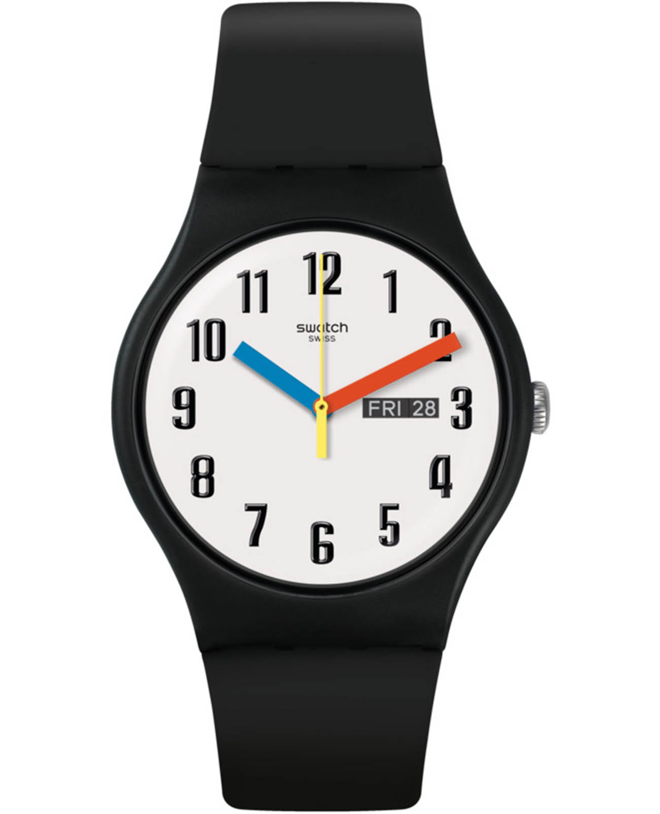 Swatch Swatch New Gent SUOB728  SUOB728 кварцевые мужские часы белый циферблат, браслет силикон — вид спереди