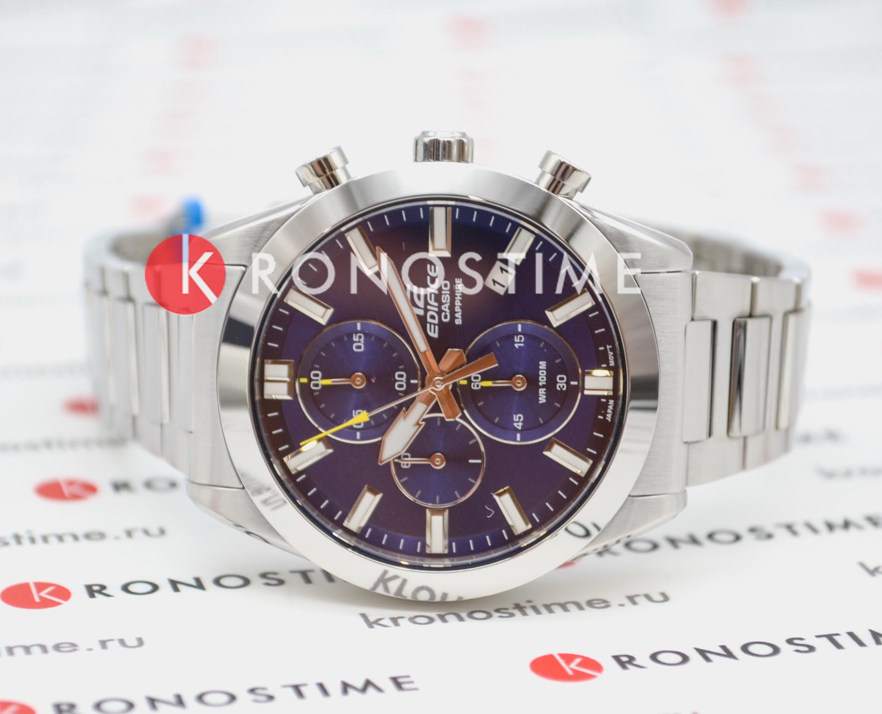 Casio Casio Edifice EFB-710D-2AVUDF (EFB-710D-2A), edifice япония мужские часы на браслете нержавеющая сталь боковой вид