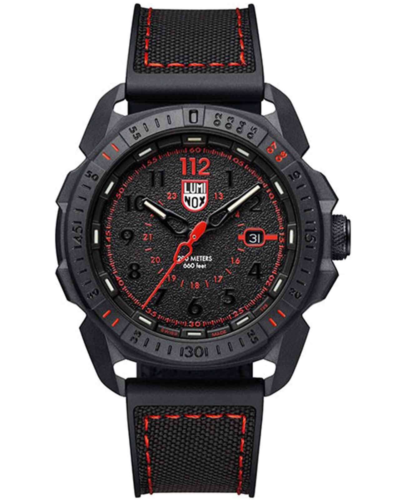 Luminox Luminox Ice-Sar Arctic 1000 Series XL.1002  XL.1002 кварцевые мужские часы черный циферблат, браслет каучук + текстиль — вид спереди