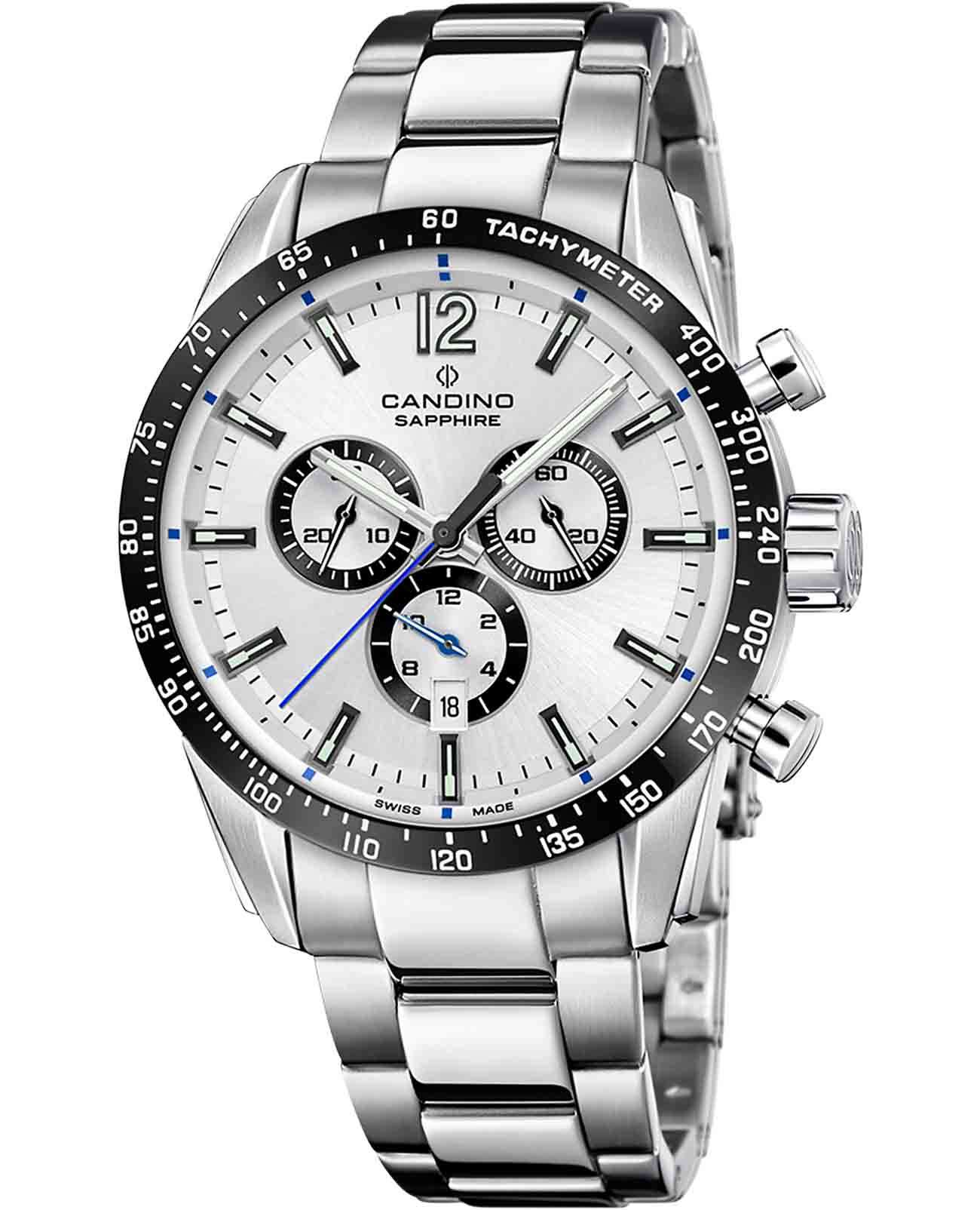 Candino Candino Gents Sport C4757/A  C4757/A кварцевые мужские часы серебристый циферблат, браслет нержавеющая сталь — вид спереди