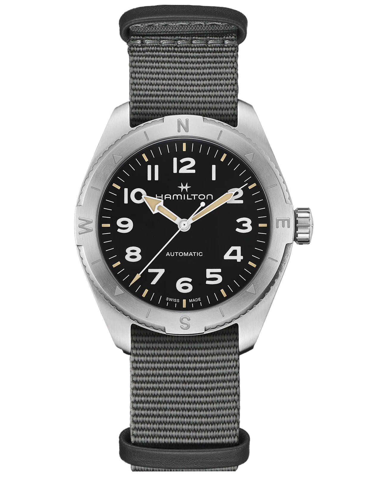 Hamilton Hamilton Khaki Field Expedition Auto H70315930  H70315930 механические мужские часы черный циферблат, браслет тканевый — вид спереди