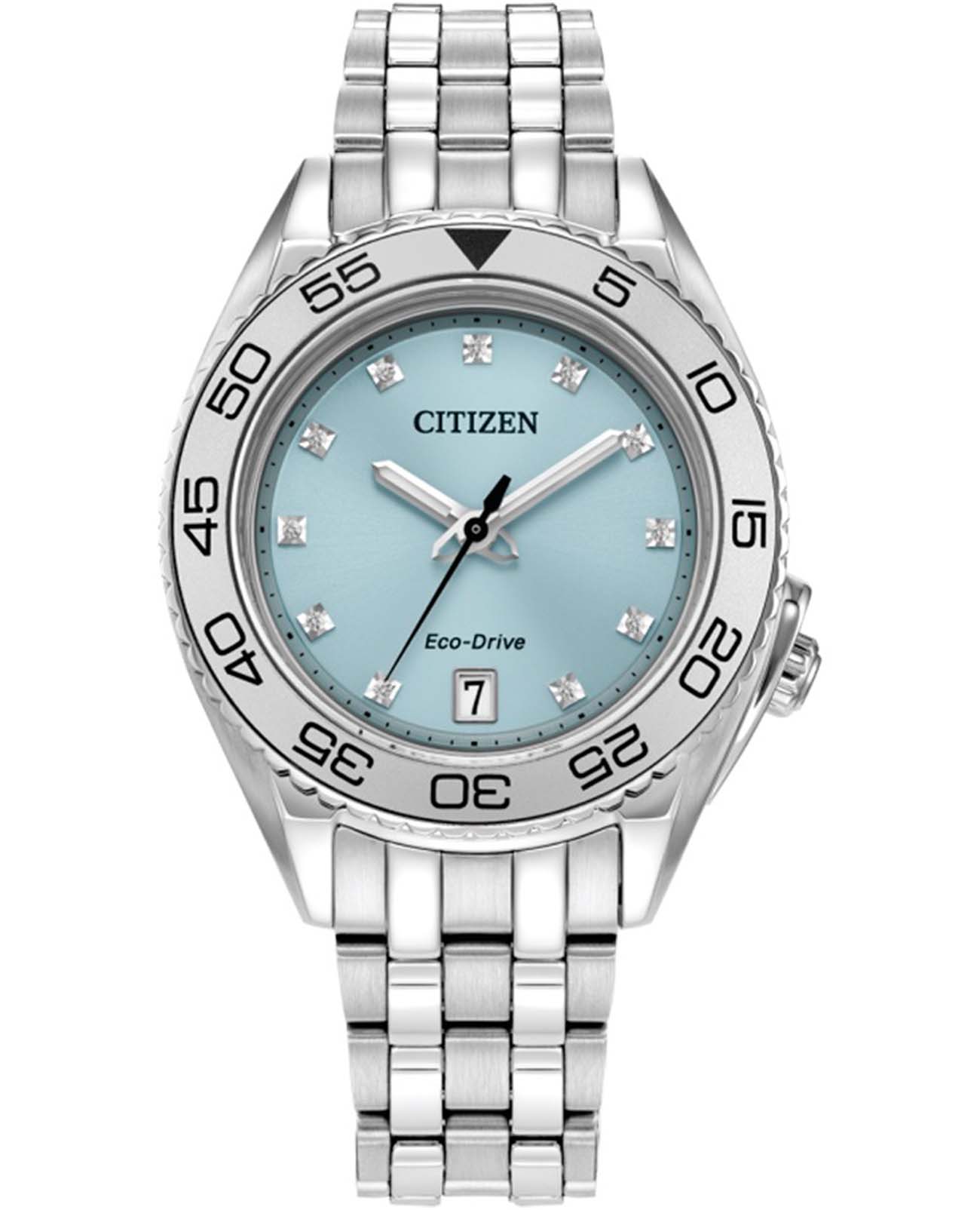 Citizen Citizen Eco-Drive FE6161-54L  FE6161-54L кварцевые женские часы голубой циферблат, браслет нержавеющая сталь — вид спереди