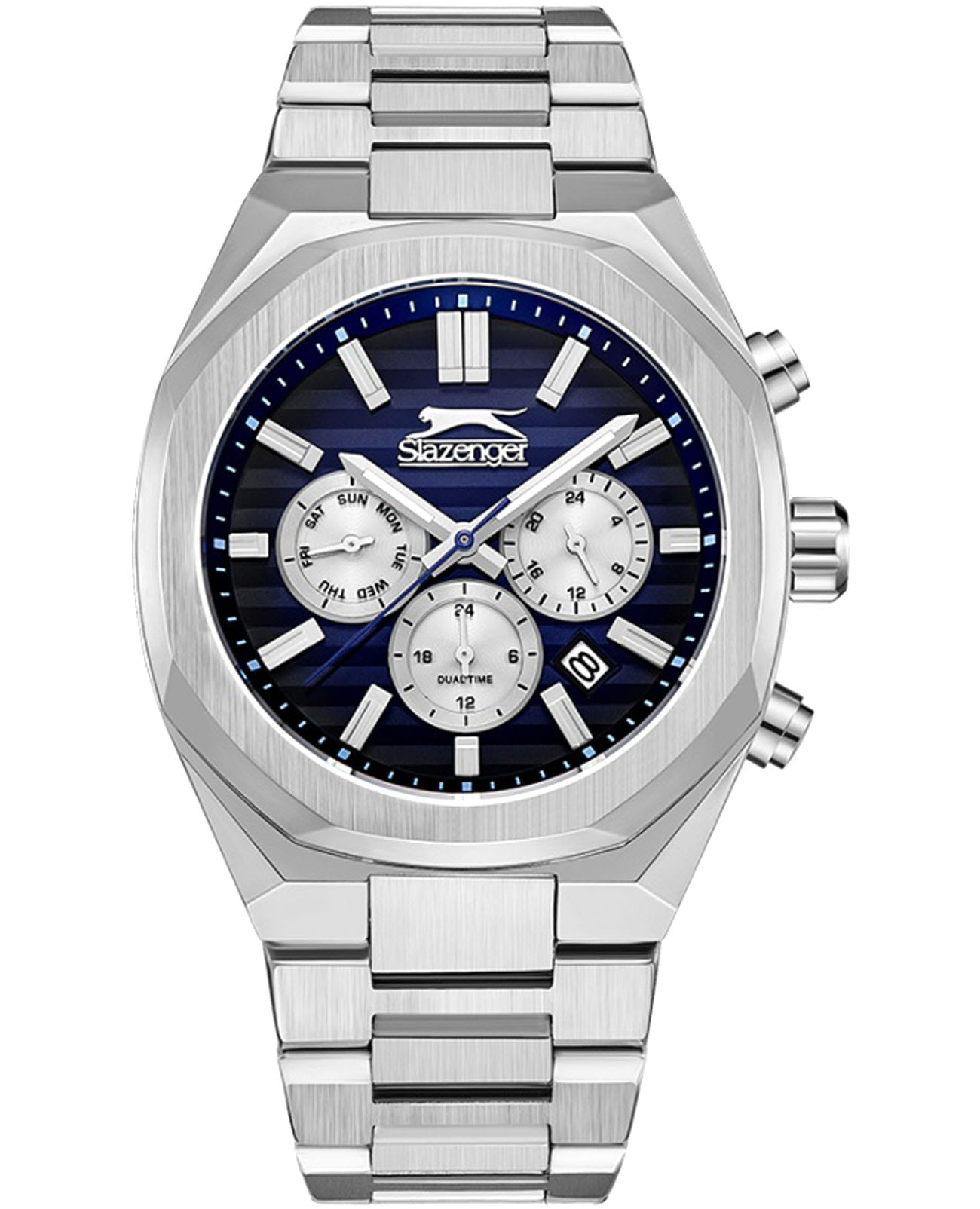 Slazenger Slazenger SL.09.2345.2.02  SL.09.2345.2.02 кварцевые мужские часы синий циферблат, браслет суперметалл — вид спереди