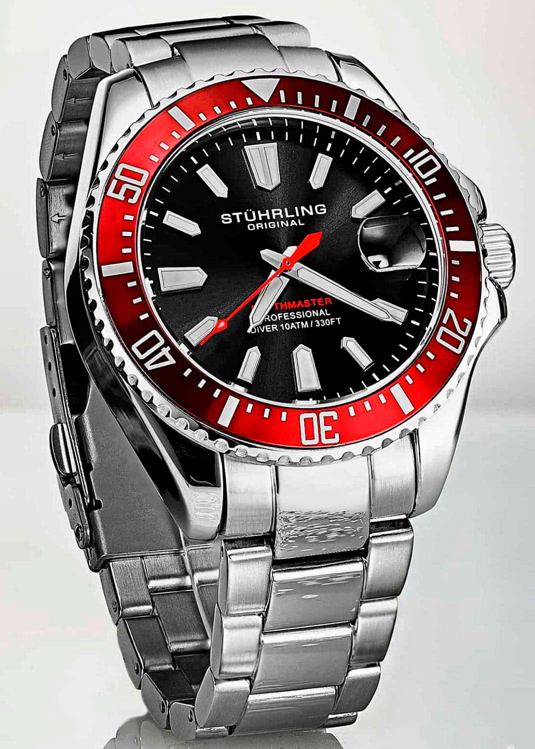 Stuhrling Stuhrling Depthmaster 3950A.4 мужские часы черный циферблат на запястье