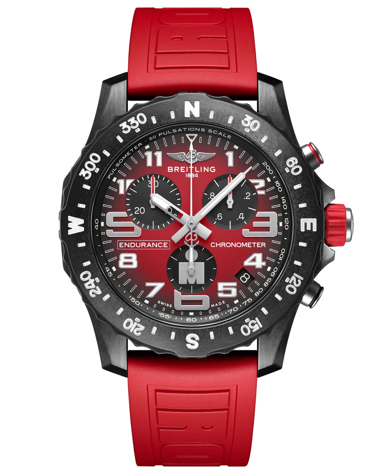 Breitling Breitling  Endurance Pro IRONMAN® X823109A1K1S1  X823109A1K1S1 кварцевые мужские часы красный циферблат, браслет каучук — вид спереди