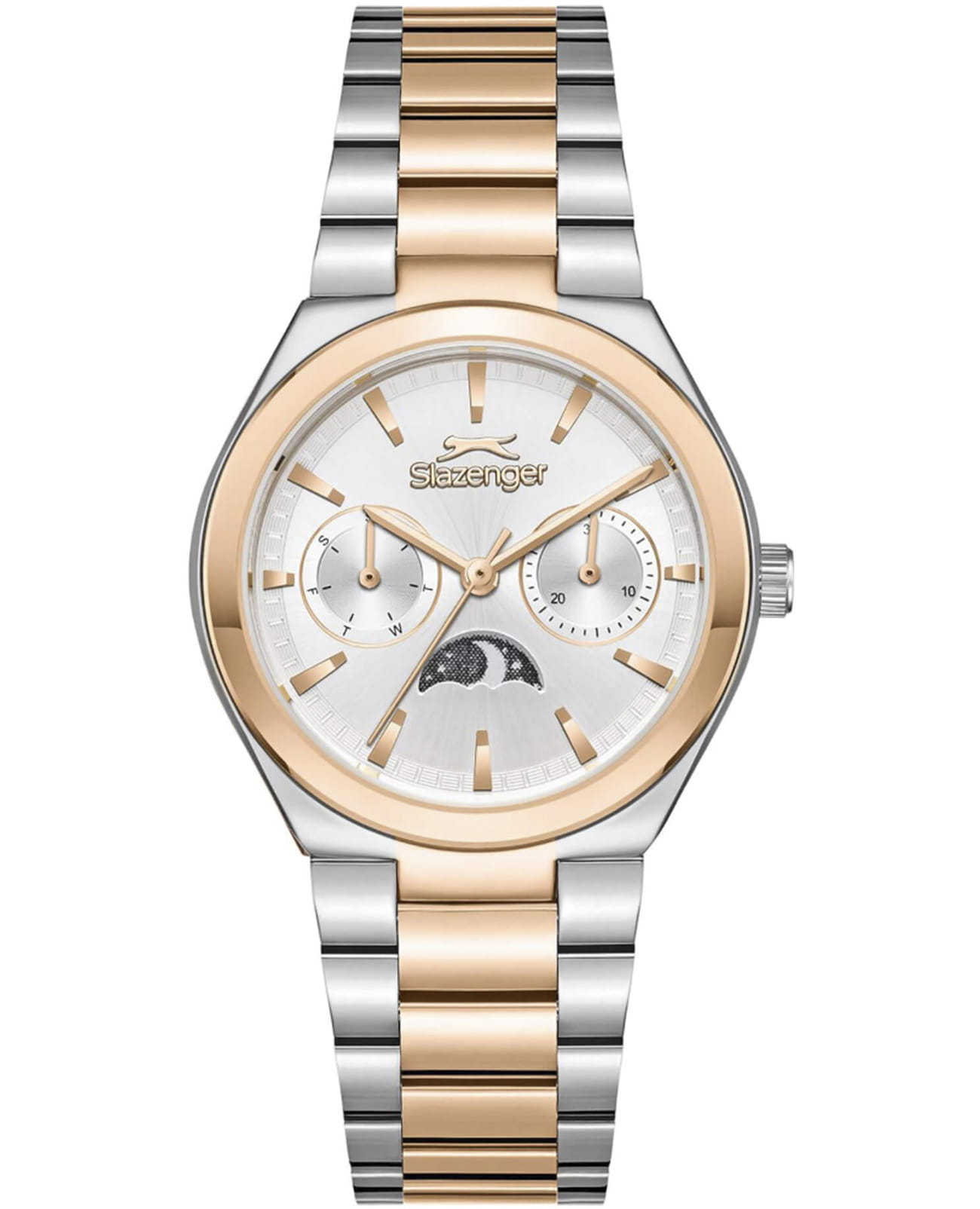 Slazenger Slazenger SL.09.2468.4.04  SL.09.2468.4.04 кварцевые женские часы серебристый циферблат, браслет суперметалл с ip покрытием — вид спереди