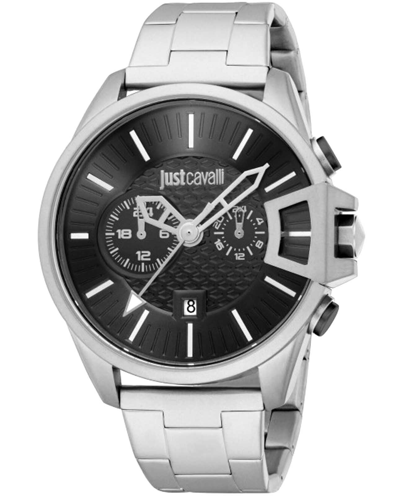 Just Cavalli Just Cavalli Maestro JC1G346M0045  JC1G346M0045 кварцевые мужские часы черный циферблат, браслет нержавеющая сталь — вид спереди