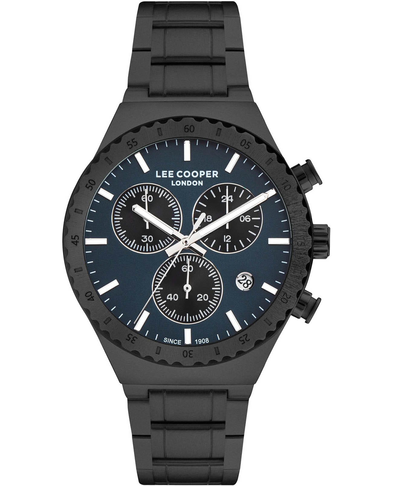 Lee Cooper Lee Cooper LC07853.690  LC07853.690 кварцевые мужские часы синий циферблат, браслет нержавеющая сталь с ip-покрытием — вид спереди