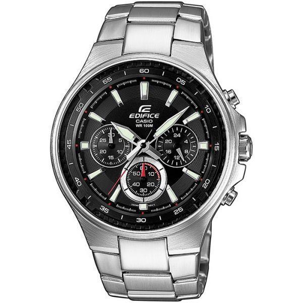 Casio Casio Edifice EF-562D-1A EF EF-562D-1A кварцевые мужские часы черный циферблат, браслет нержавеющая сталь — вид спереди