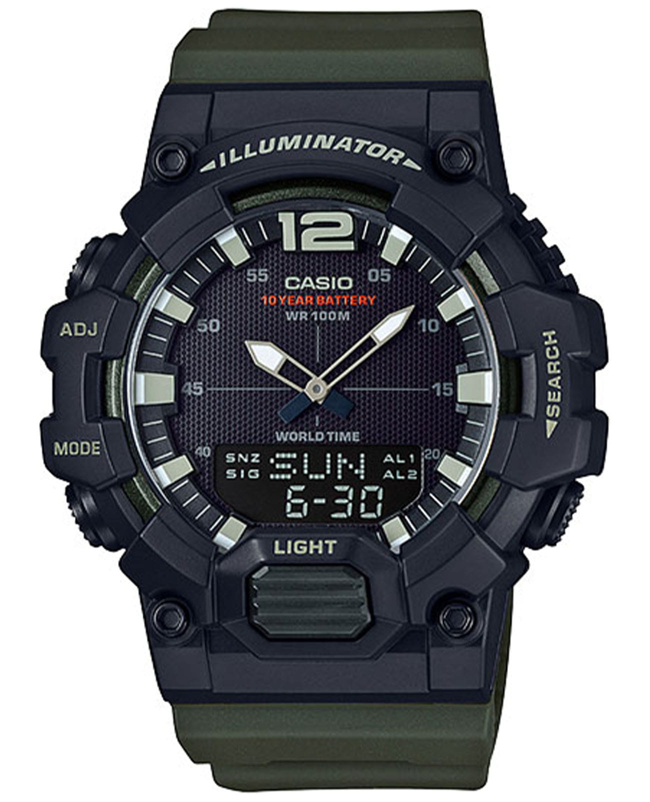 Casio Casio Collection HDC-700-3AVDF (HDC-700-3A)  HDC-700-3A кварцевые мужские часы черный циферблат, браслет пластик — вид спереди