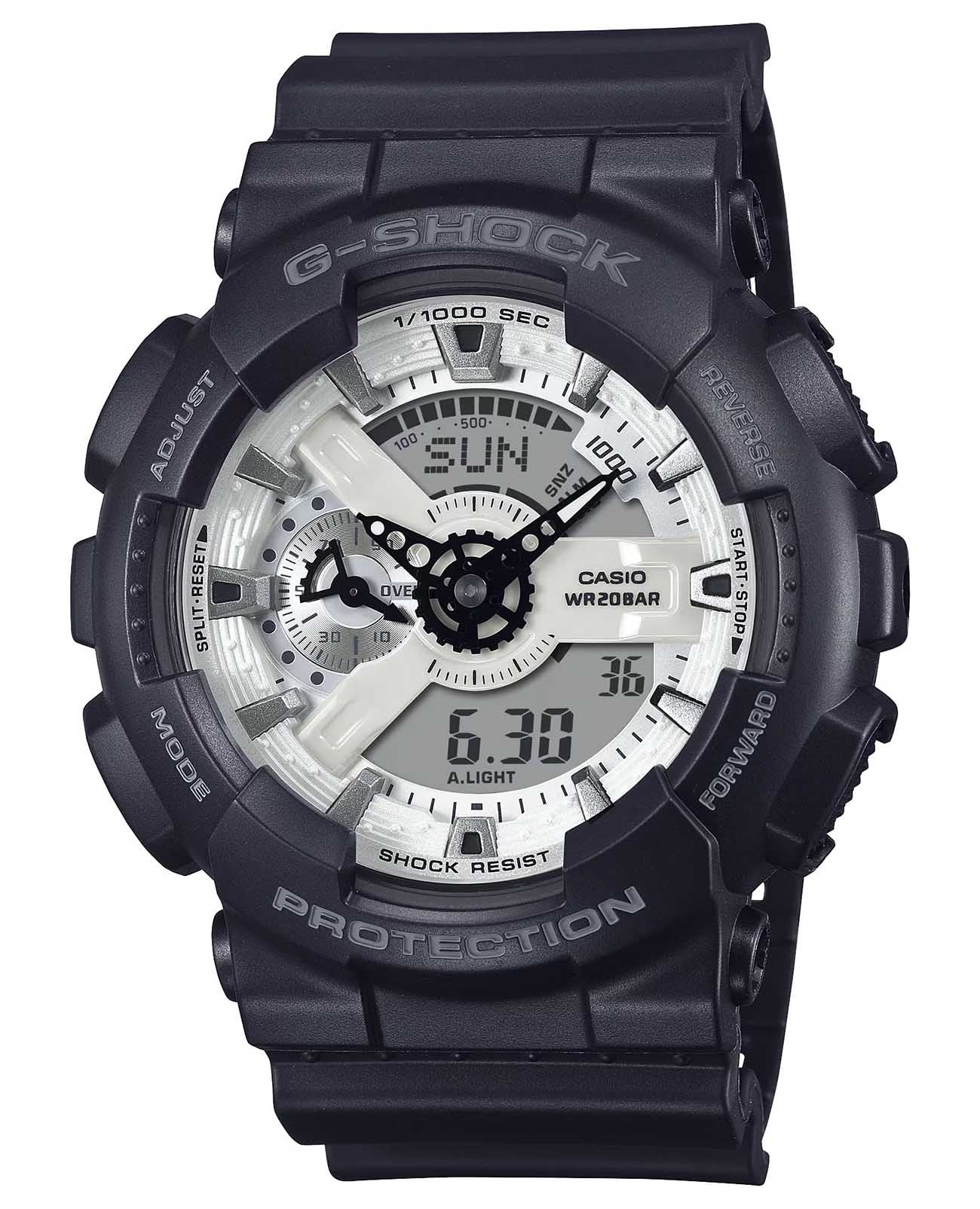 Casio Casio G-Shock GA-100WD-1A GA-100 GA-100WD-1A кварцевые мужские часы белый циферблат, браслет пластик — вид спереди