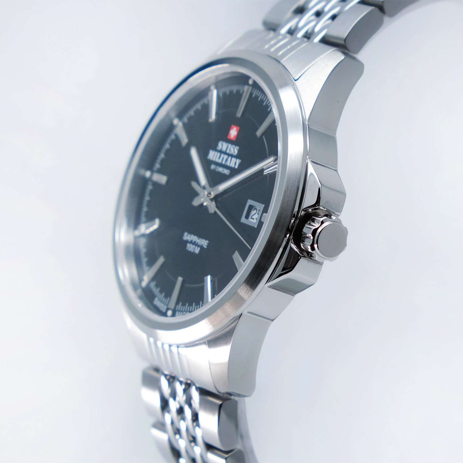 Swiss Military by Chrono Swiss Military by Chrono Classic SM34104.01,  швейцария мужские часы на браслете нержавеющая сталь боковой вид