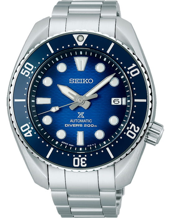 Seiko Seiko Prospex SPB321J1  SPB321J1 механические мужские часы синий циферблат, браслет нержавеющая сталь — вид спереди