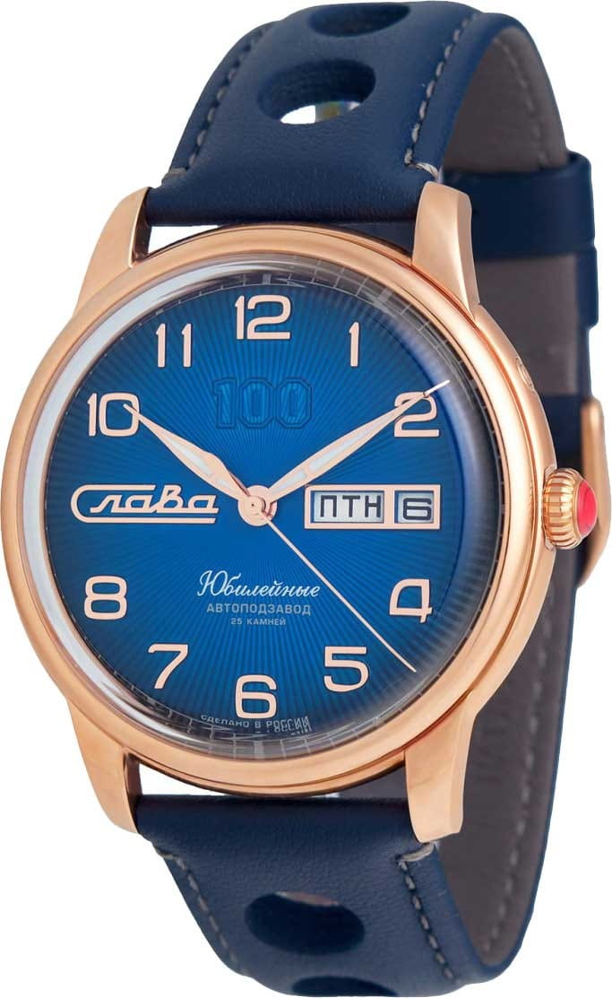 Слава Слава Юбилейные  2603673/300-2427 мужские часы синий циферблат на запястье