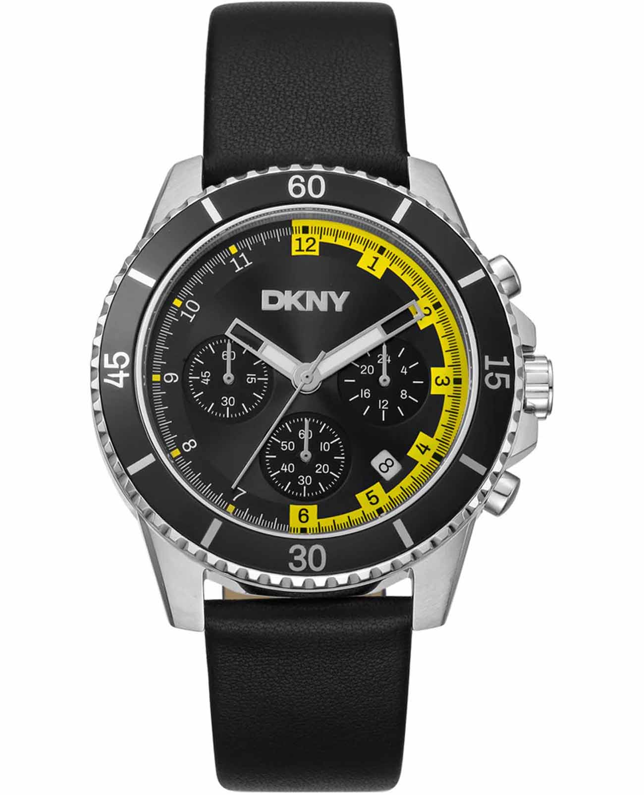 DKNY DKNY Central Park Sport DK1G072L0015  DK1G072L0015 кварцевые мужские часы черный циферблат, браслет кожаный — вид спереди