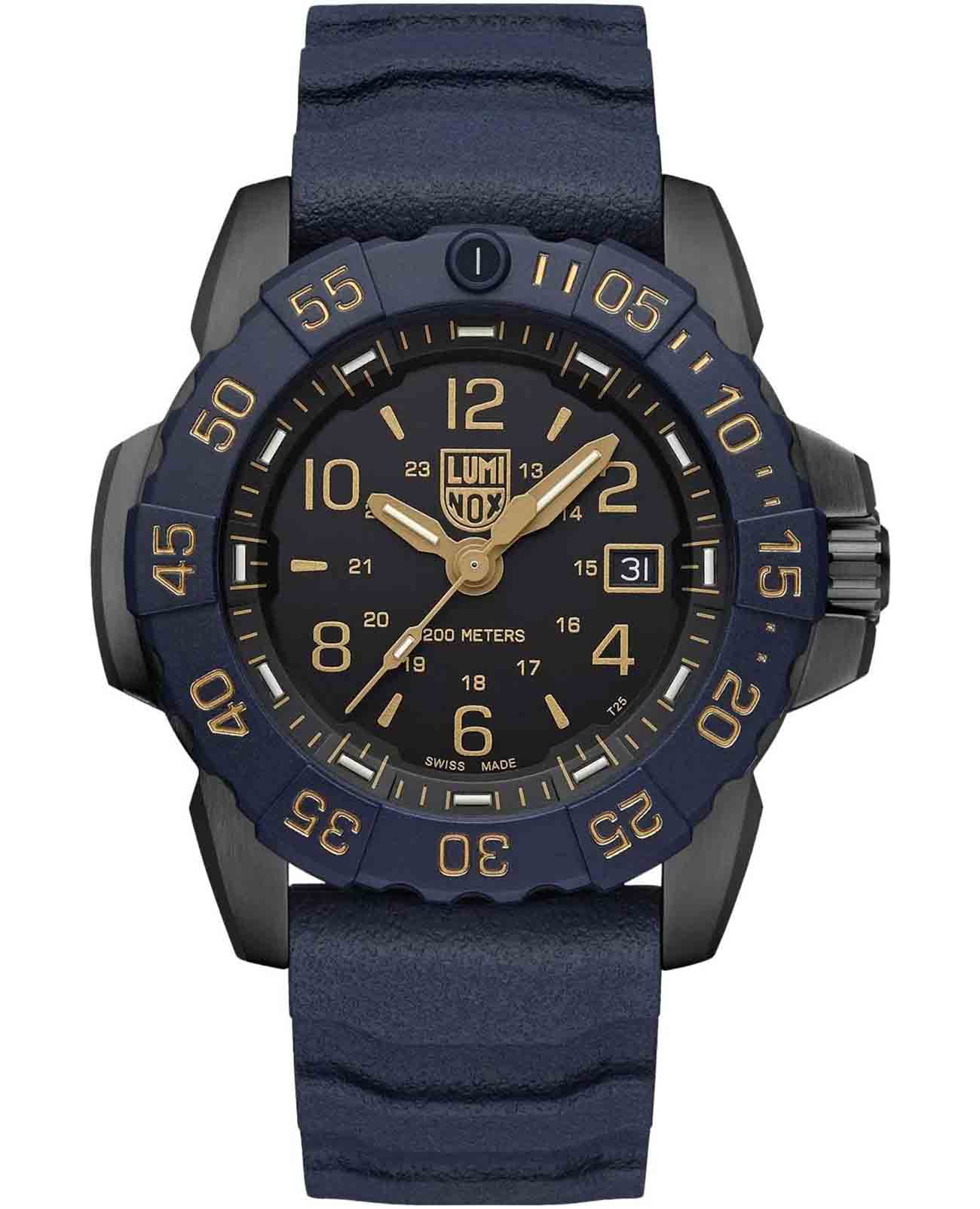 Luminox Luminox Navy SEAL Steel XS.3255.CB.NSF  XS.3255.CB.NSF кварцевые мужские часы черный циферблат, браслет каучук — вид спереди
