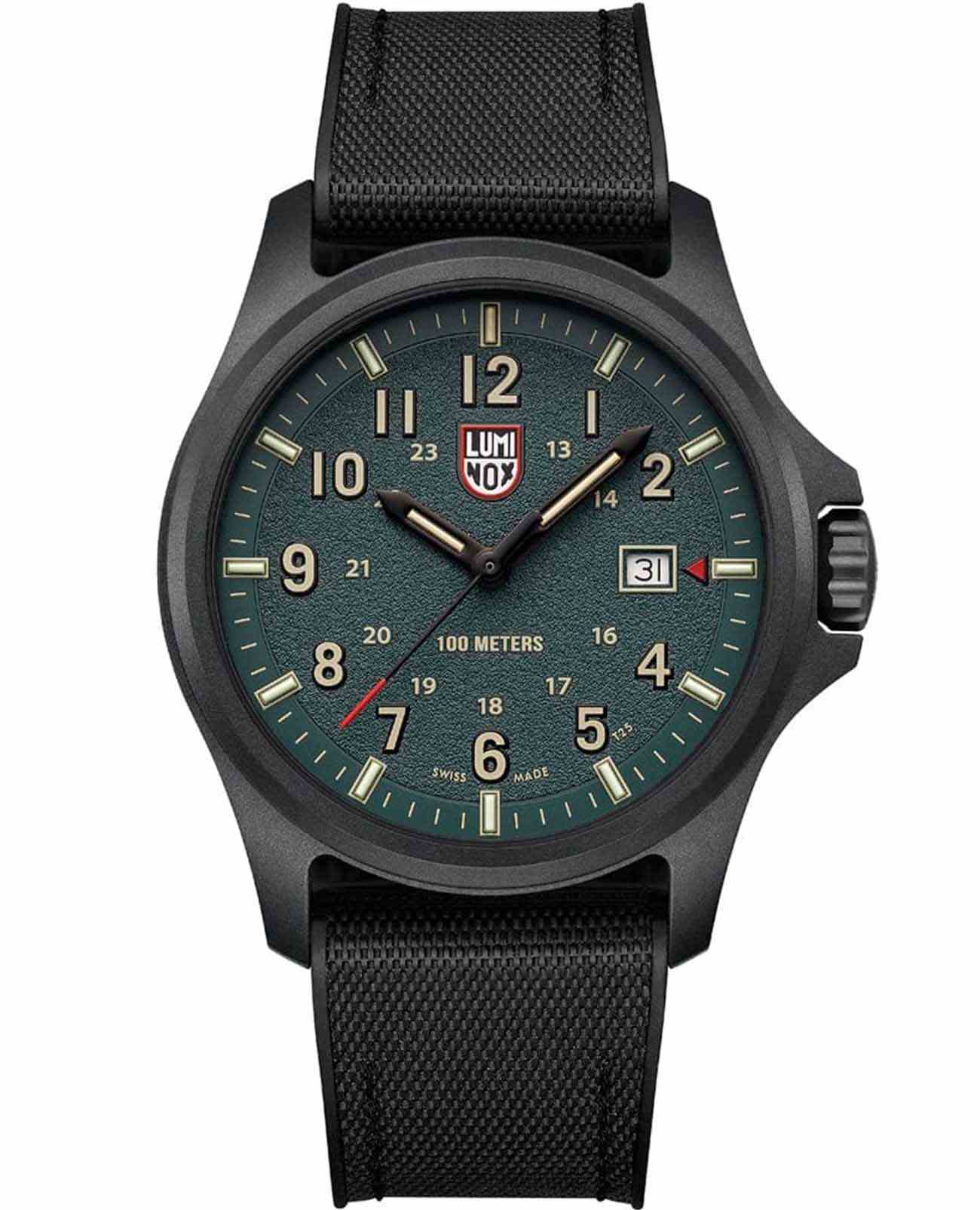 Luminox Luminox Atacama Field XL.1977  XL.1977 кварцевые мужские часы зеленый циферблат, браслет каучук + текстиль — вид спереди