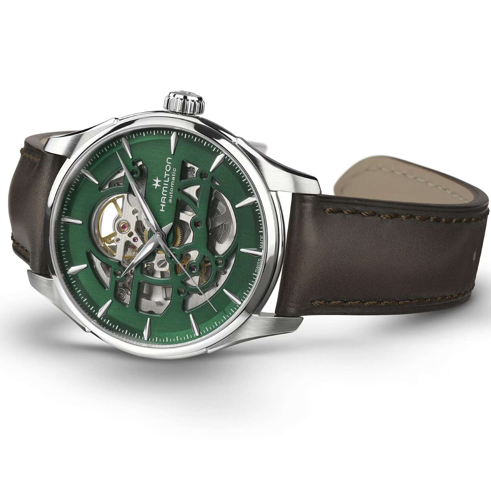 Hamilton Hamilton Jazzmaster Skeleton 40mm H42535560, jazzmaster швейцария мужские часы на браслете кожаный боковой вид