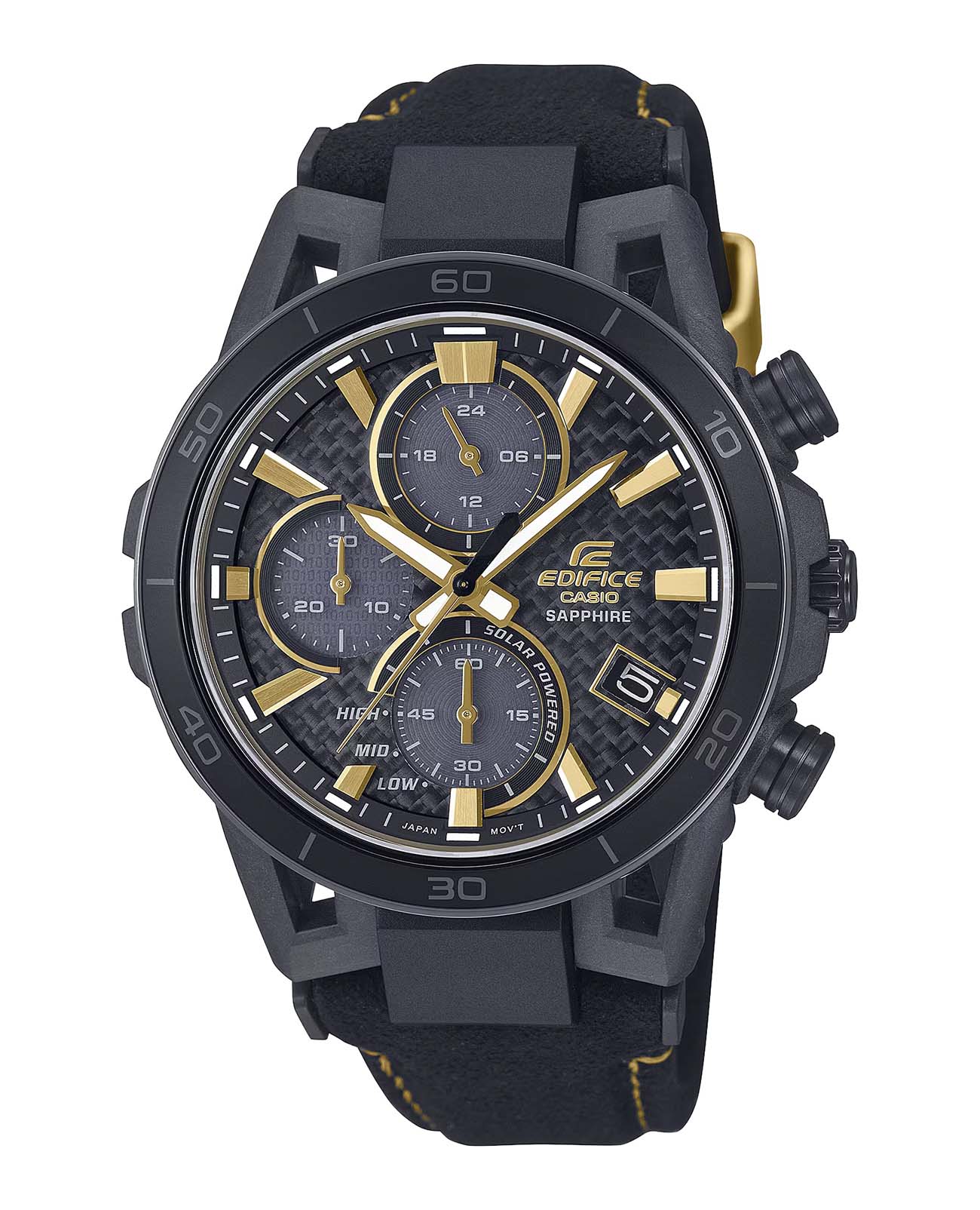 Casio Casio Edifice Sospensione EFS-S640ZE-1A EFS EFS-S640ZE-1A кварцевые мужские часы антрацитовый циферблат, браслет кожаный — вид спереди
