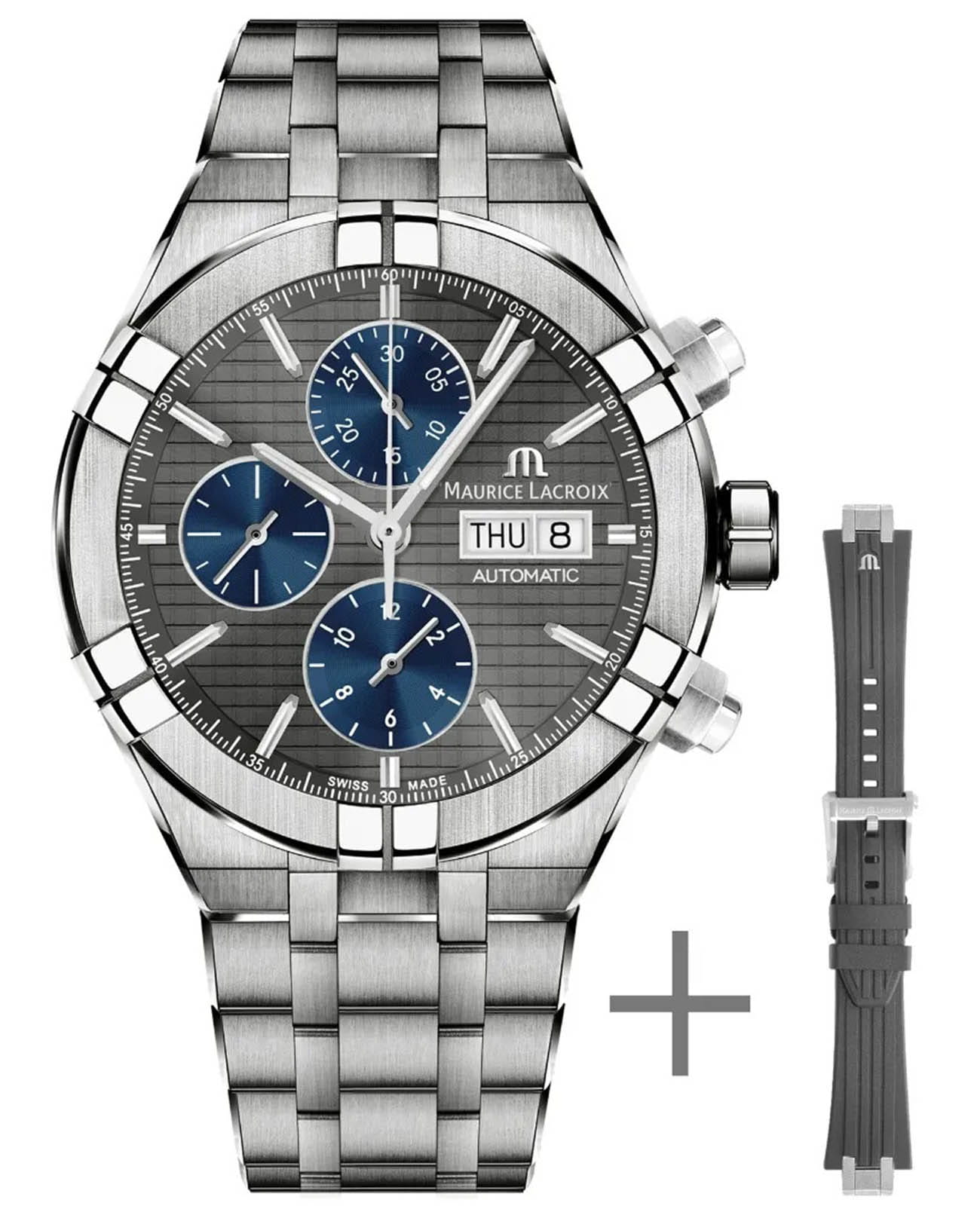 Maurice Lacroix Maurice Lacroix Aikon Automatic Chronograph AI6038-TT03F-330-A  AI6038-TT03F-330-A механические мужские часы серый циферблат, браслет нержавеющая сталь — вид спереди