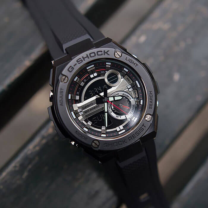 Casio Casio G-Shock GST-210B-1A GST G-Steel, наручные мужские часы фото под углом