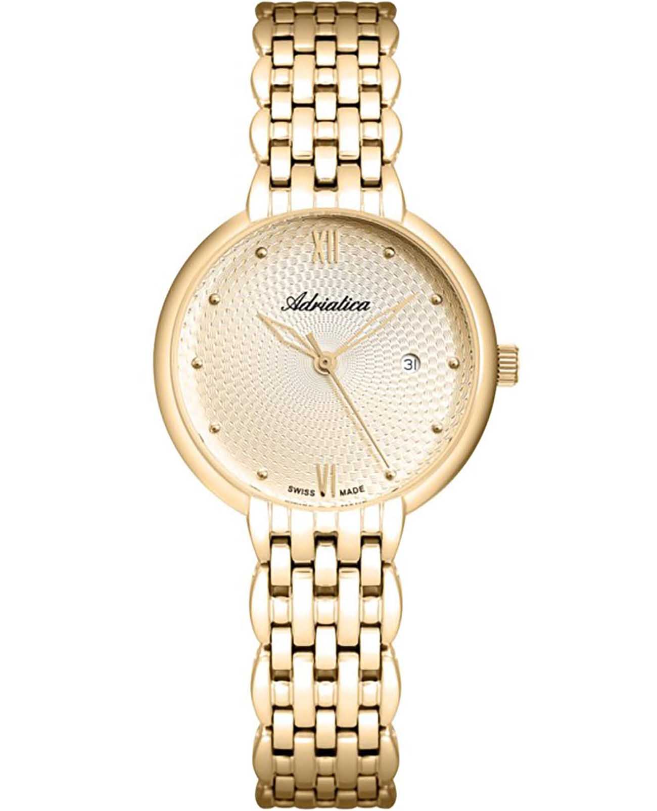 Adriatica Adriatica Essence A3792.1181Q  A3792.1181Q кварцевые женские часы золотой циферблат, браслет нержавеющая сталь с pvd-покрытием — вид спереди