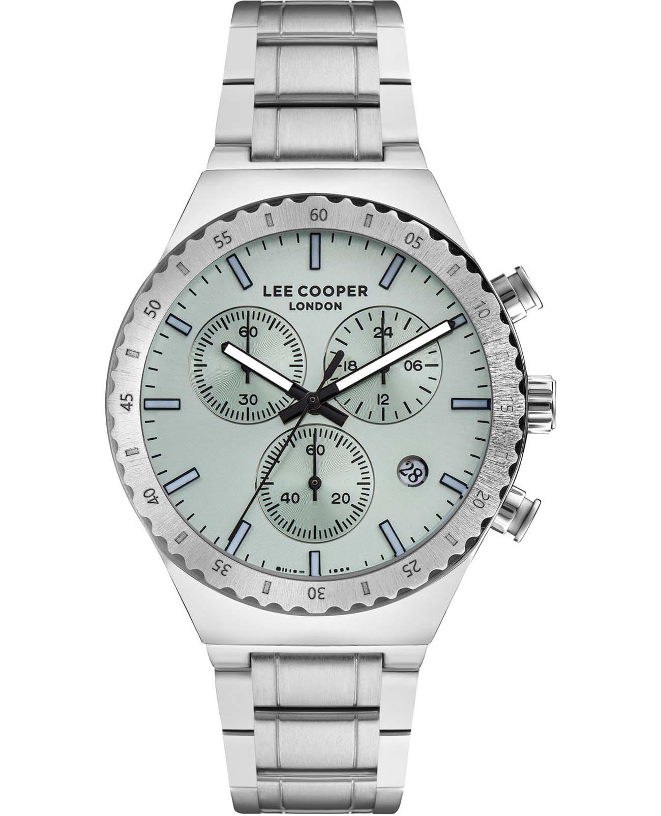 Lee Cooper Lee Cooper LC07853.370  LC07853.370 кварцевые мужские часы голубой циферблат, браслет нержавеющая сталь — вид спереди