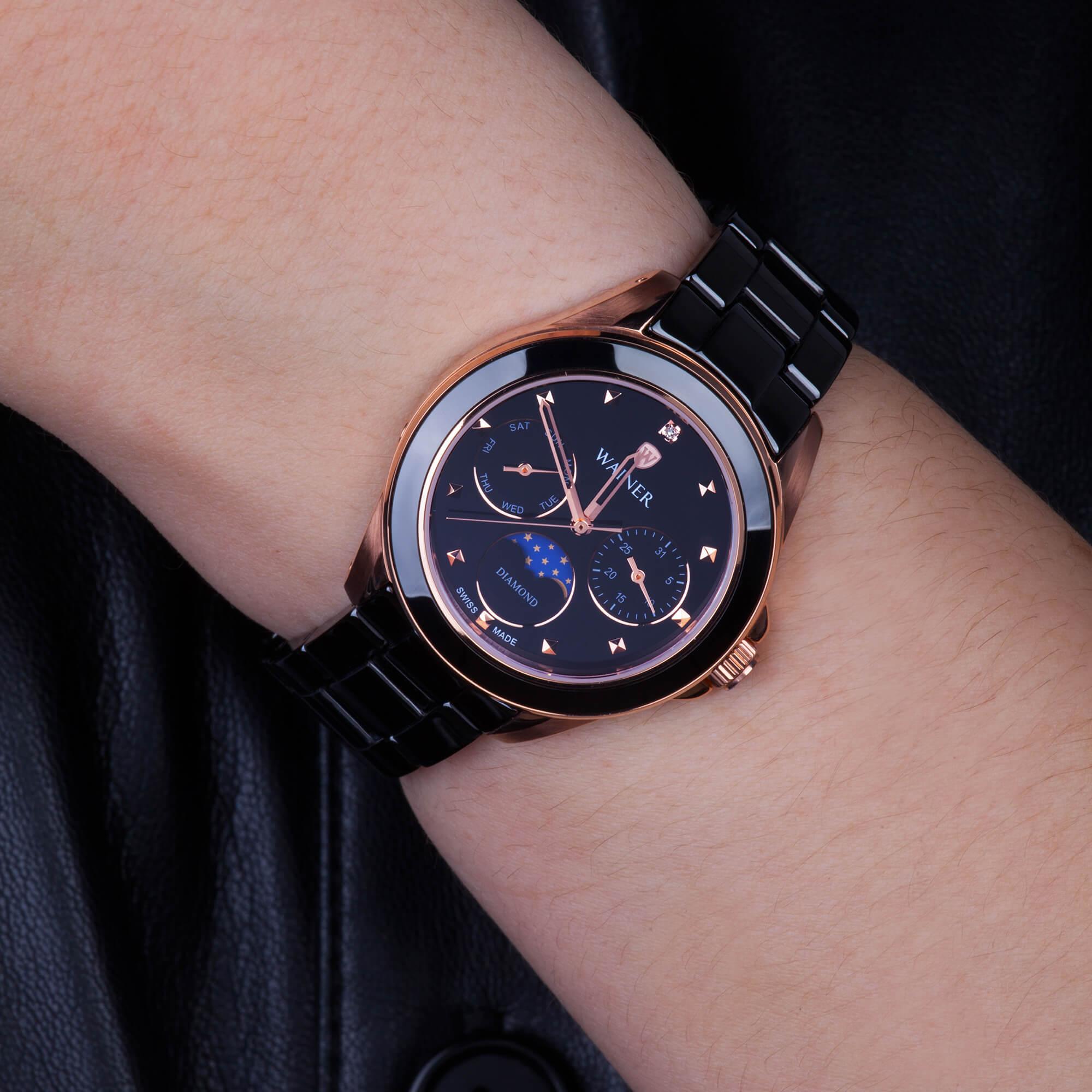 Wainer Wainer Diamond WA.18040-E,  швейцария женские часы на браслете нержавеющая сталь с pvd-покрытием боковой вид