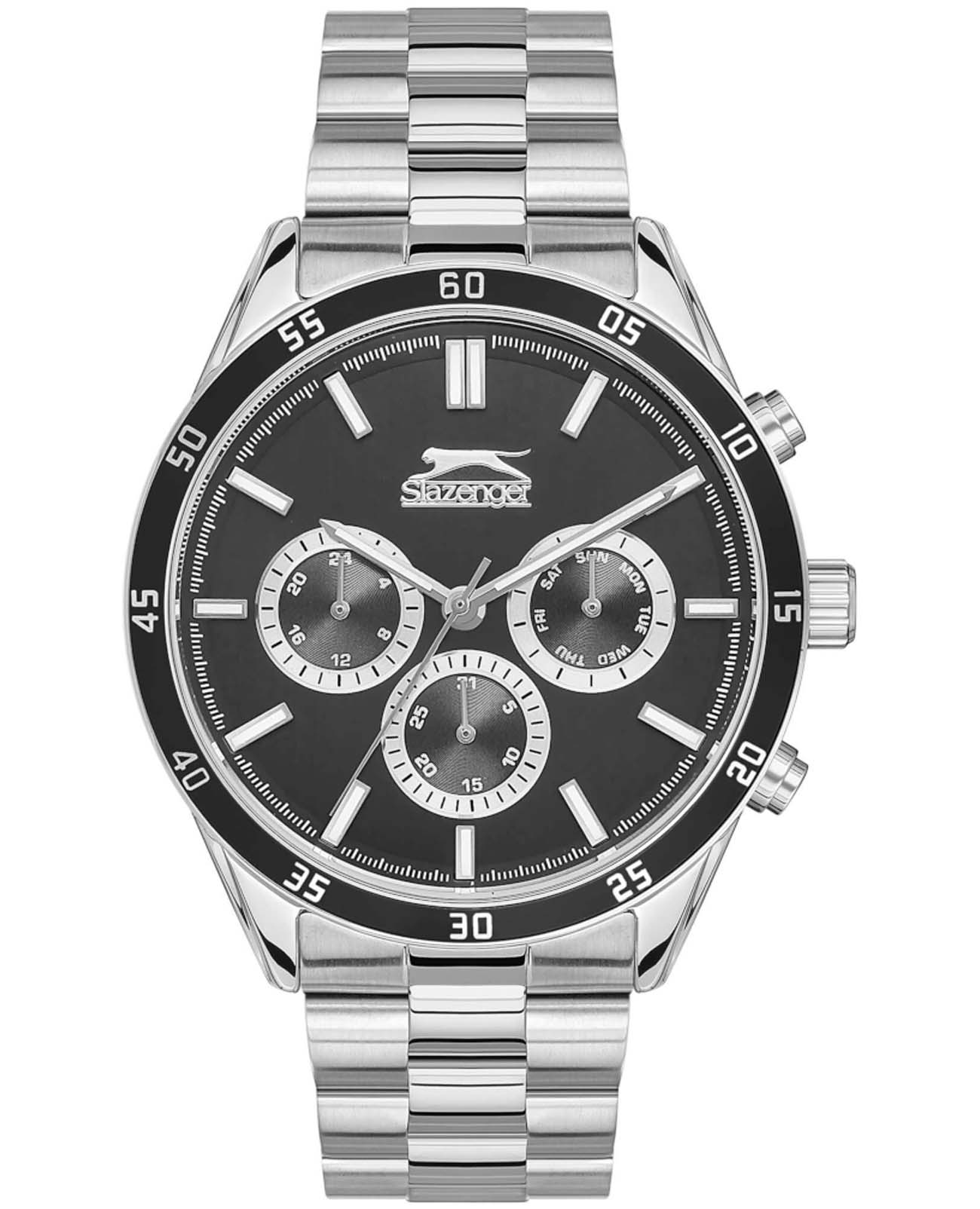 Slazenger Slazenger Multifunction SL.09.2109.2.04  SL.09.2109.2.04 кварцевые мужские часы черный циферблат, браслет суперметалл — вид спереди