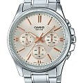 Casio Casio Collection MTP-1375D-7A2VDF (MTP-1375D-7A2)  MTP-1375D-7A2 кварцевые мужские часы  бежевый циферблат, браслет нержавеющая сталь — вид спереди