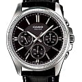 Casio Casio  Collection MTP-1375L-1AVDF (MTP-1375L-1A)  MTP-1375L-1A кварцевые мужские часы  черный циферблат, браслет кожаный — вид спереди