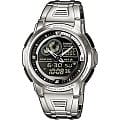 Casio Casio Illuminator AQF-102WD-1B  AQF-102WD-1B кварцевые мужские часы  черный циферблат, браслет 18-каратное желтое золото — вид спереди