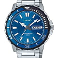 Casio Casio Collection MTD-125D-2A1VDF (MTD-125D-2A1)  MTD-125D-2A1 кварцевые мужские часы  синий циферблат, браслет нержавеющая сталь — вид спереди