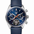 TAG Heuer TAG Heuer Carrera Chronograph Tourbillon CBS5010.FC6543  CBS5010.FC6543 механические мужские часы  синий циферблат, браслет кожаный — вид спереди