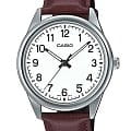Casio Casio Collection MTP-V005L-7B4UDF (MTP-V005L-7B4)  MTP-V005L-7B4 кварцевые мужские часы  белый циферблат, браслет кожаный — вид спереди